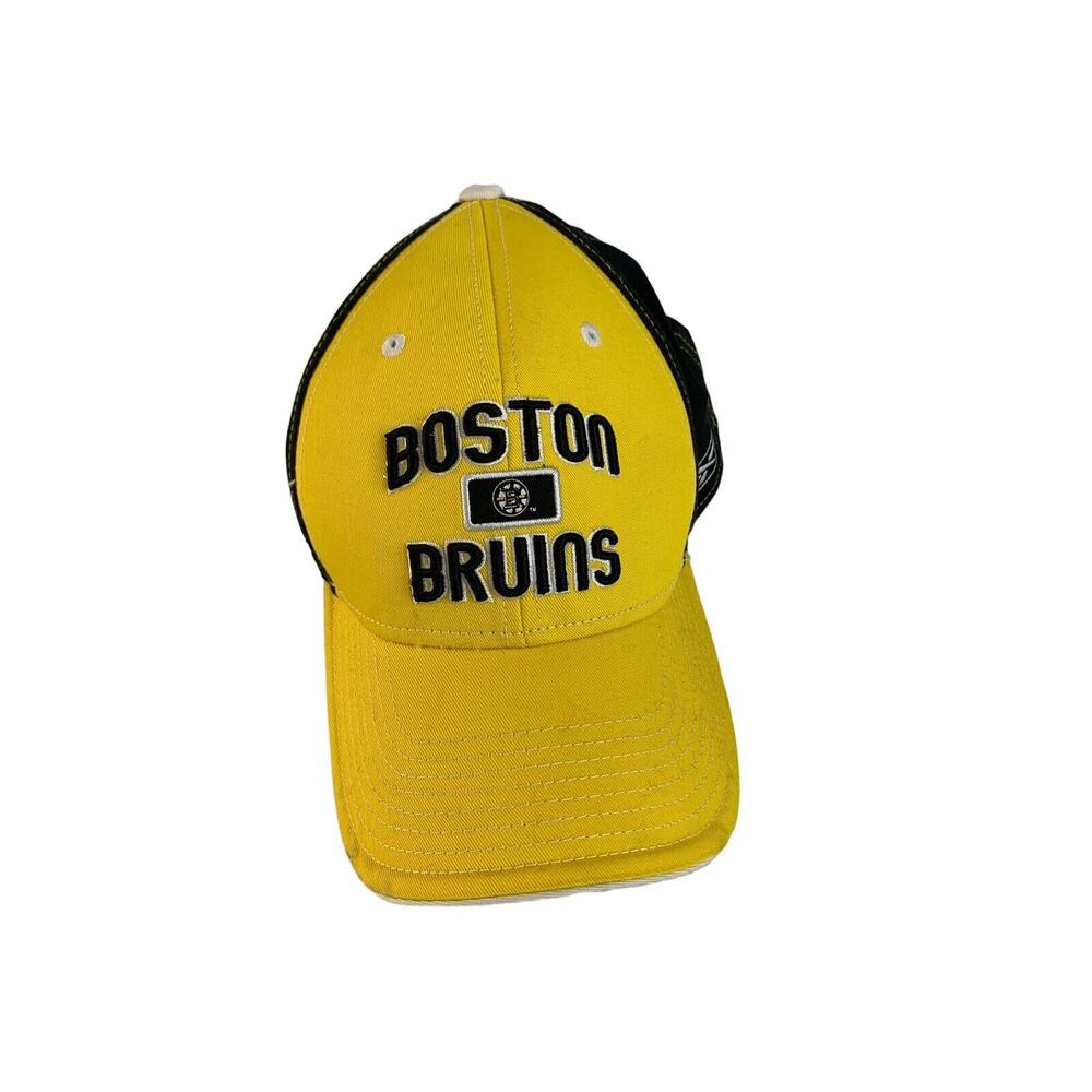 Boston Bruins Rbk Face Off Headwear NHL Baseball Hat Cap‎ Yellow Black NEW FLAW